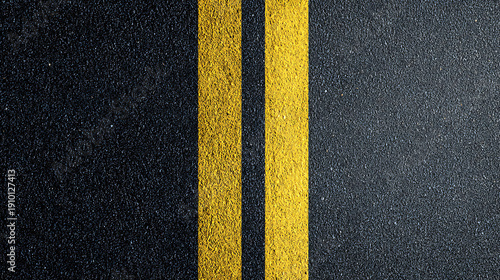 Asphalt Road with Double Yellow Lane Lines street surface