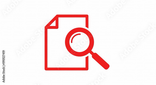 Flat document search icon for review and analysis