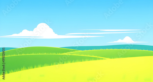 nature, meadow, grassland, green, field, pasture, lawn, landscape, scenery, countryside, rural, outdoor, horizon, plains, farmland, sky, bluesky, clouds, cloudscape, daylight, sunshine, sunny, bright,