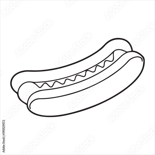 hot dog silhouette line art vector illustration with a white background