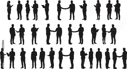 Business people silhouettes, professional interaction, corporate teamwork, leadership communication, office negotiation, partnership growth, business 