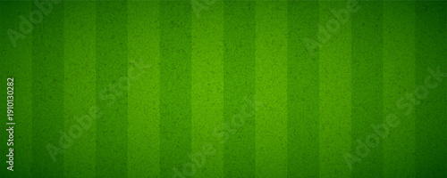 Green grass field concept background. Abstract striped turf effect texture. Artificial sport field surface design for football, baseball, soccer game. Golf lawn imitation ground wallpaper. Vector