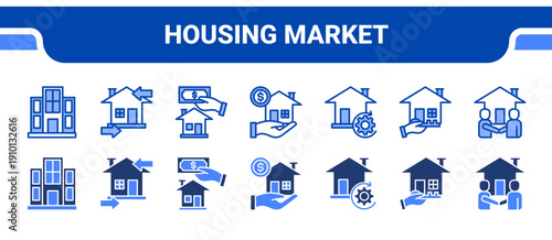 Housing Market Icon Collection,  featuring Apartments, Rental, Payment, Mortgage, Property, Ownership, Deal.