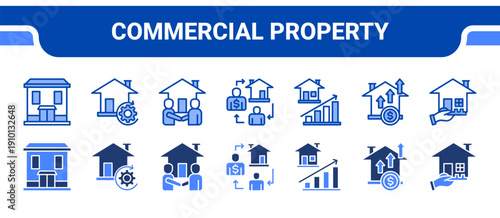 Commercial Property Icon Collection,  featuring Commercial, Property, Deal, Broker, Investment, Capital, Ownership.