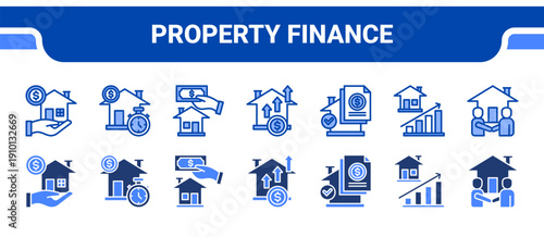 Property Finance Icon Collection,  featuring Mortgage, Loan, Payment, Capital, Collateral, Investment, Deal.