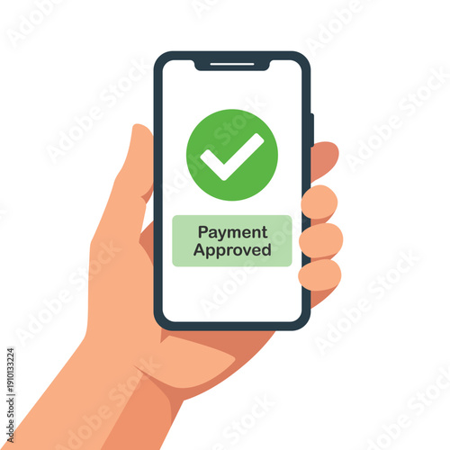 Digital payment confirmation. Mobile payment approved with success confirmation. E-Commerce payment approved concept flat vector