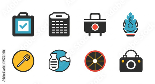 Collection of diverse icons representing various concepts and objects.