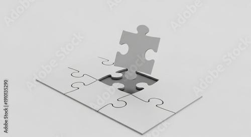 Single Puzzle Piece Completing a Jigsaw Puzzle.