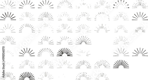 Set of Sunburst Graphic Elements for Design Projects