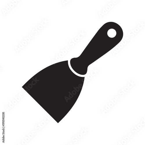 Modern black vector icon of a putty knife, symbolizing construction and repair.
