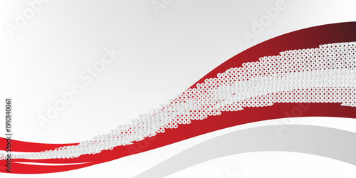 Abstract 3d grey red wave on white background  with copy space for text. Indonesia independence day on august background for certificate, banner and presentation