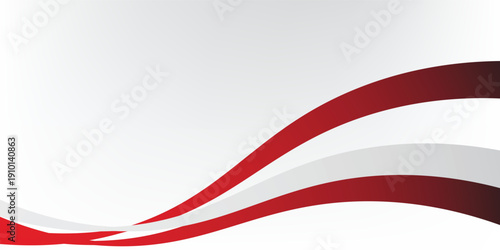 Abstract 3d grey red wave on white background  with copy space for text. Indonesia independence day on august background for certificate, banner and presentation