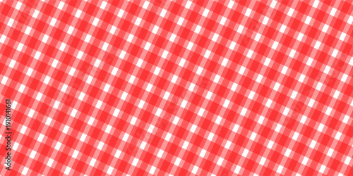Checkered picnic plaid texture. Gingham or vichy pattern. Tablecloth, blanket, basket napkin or towel print. Italian pizzeria background.