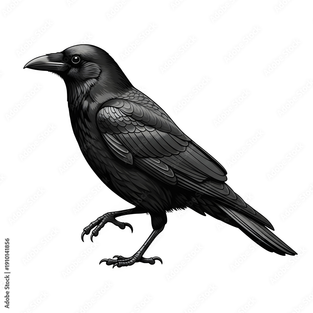 Obraz premium Black crow isolated on transparent background