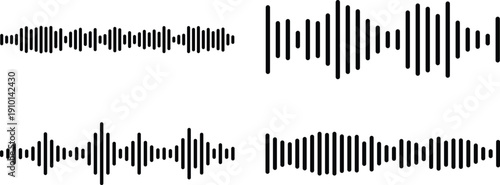 Radio Waves Icon set Collection Group Featuring Signal Sound Frequency Vibration Broadcast Communication Technology Symbols for Digital Media Network Interface Design Analog Digital Audio.