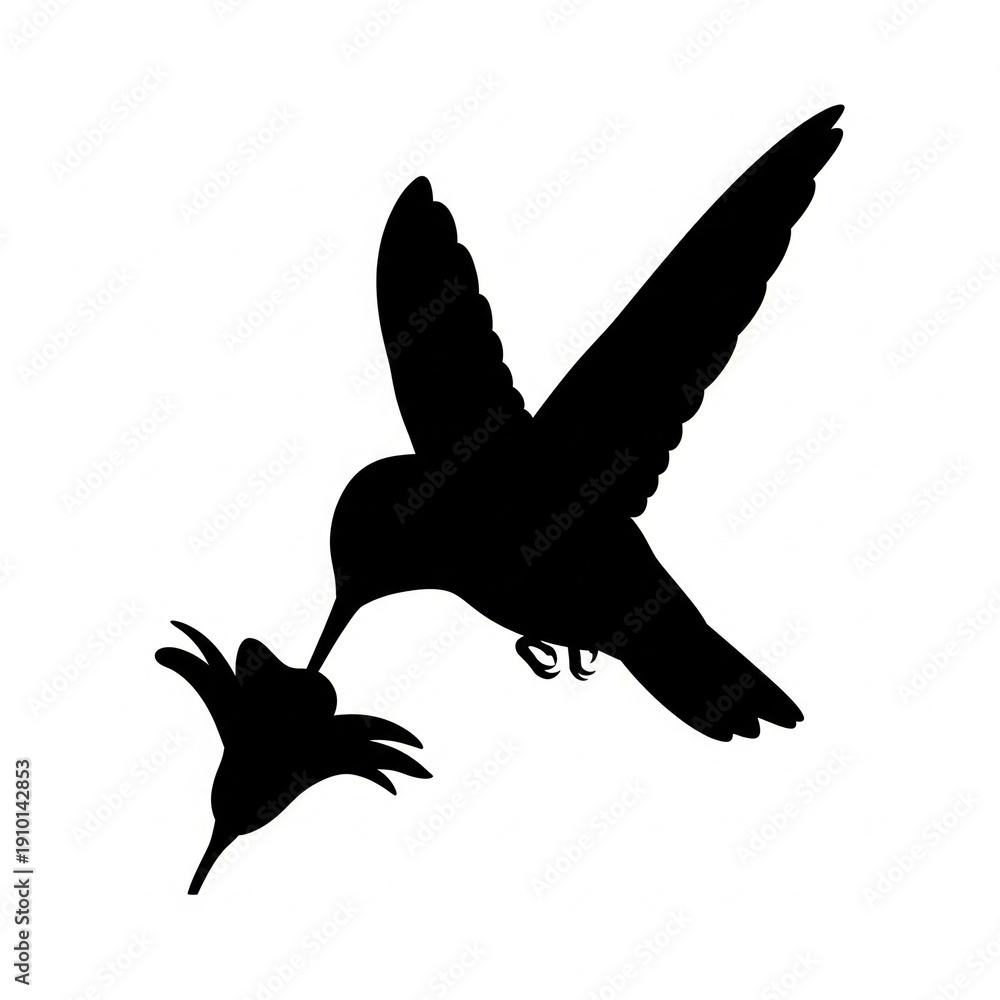 Fototapeta premium Black vector illustration of a flying eagle silhouette with open wings symbolizing freedom in nature