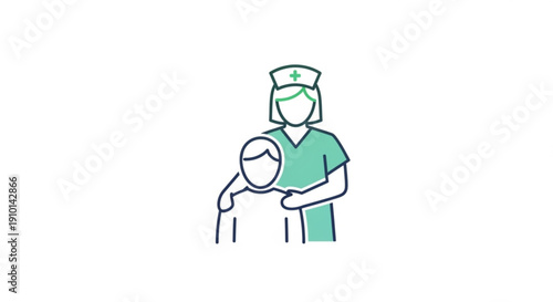 Nurse comforting a patient with a magnifying glass examining health