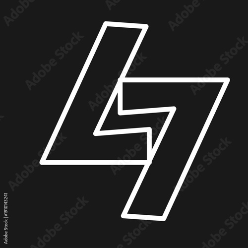 Minimalist Number 47 Logo Design with Integrated Lightning Bolt Icon