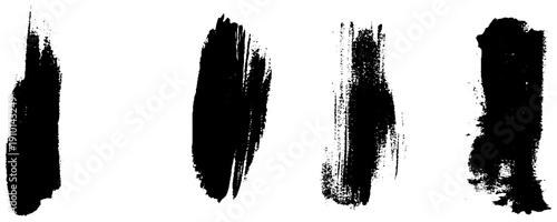 Abstract Ink Stroke Background Elements. Black Paint Stroke Texture Pack
