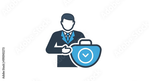 Businessman holding briefcase with checkmark symbolizing successful deal or appointment professional concept
