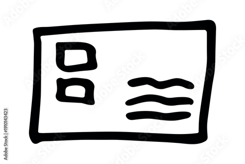 Hand drawn envelope with letter inside Mail and correspondence doodle Love, communication, invitation Single element for design, print, decor