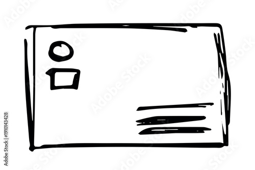 Hand drawn envelope with letter inside Mail and correspondence doodle Love, communication, invitation Single element for design, print, decor