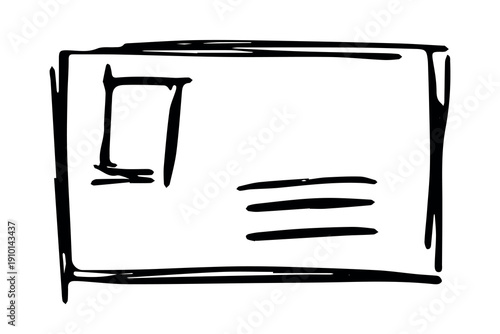 Hand drawn envelope with letter inside Mail and correspondence doodle Love, communication, invitation Single element for design, print, decor