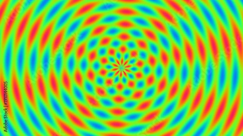 Vibrant multicolored spiral pattern with neon colors.