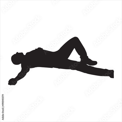 vector, silhouette of a man lying on the floor face up relaxed