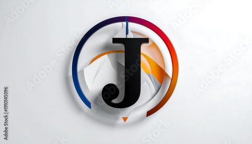 Elegant Letter J Logo Design with Colorful Circle.