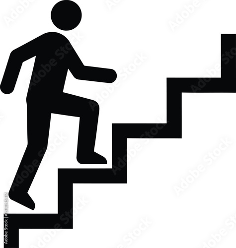 Businessman Climbing Stairs Silhouette Icon Career Growth Concept