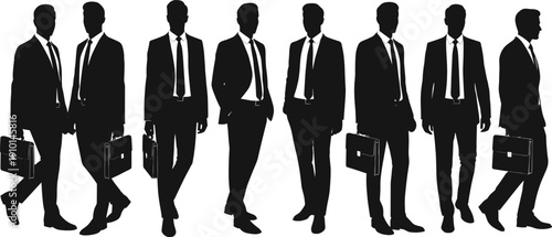 Businessmen silhouettes, professional corporate poses, office teamwork, leadership communication, career success, business negotiation, partnership growth strategy