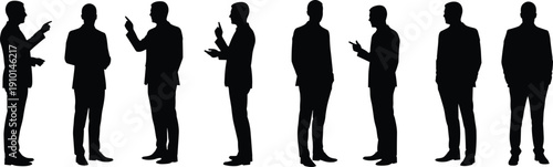 Businessmen silhouettes, professional poses, corporate teamwork, leadership communication, office negotiation, partnership growth, business collaboration, strategy planning, career development