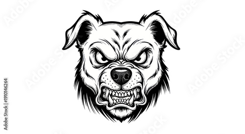 Aggressive Dog Face Illustration