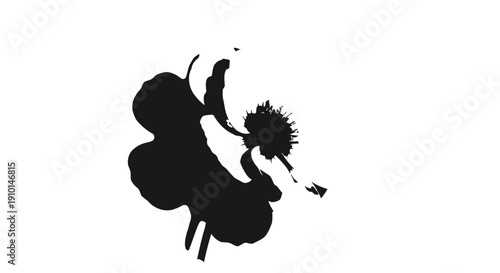 Black Silhouette Dancer Spinning on White Background