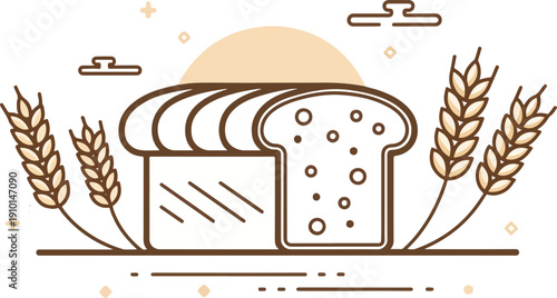 Simple round bread loaf, basic staple food vector illustration