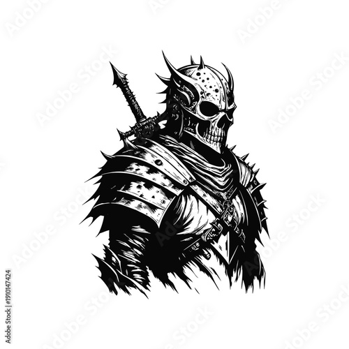 Black and white horror illustration of a human peering through a torn surface gripping vintage style vector art