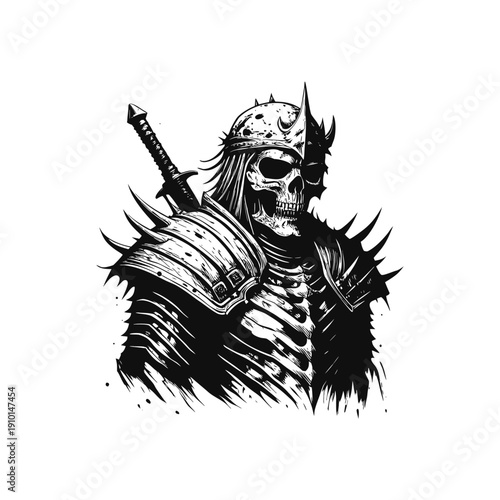 Black and white horror illustration of a human peering through a torn surface gripping vintage style vector art