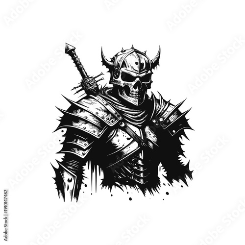 Black and white horror illustration of a human peering through a torn surface gripping vintage style vector art