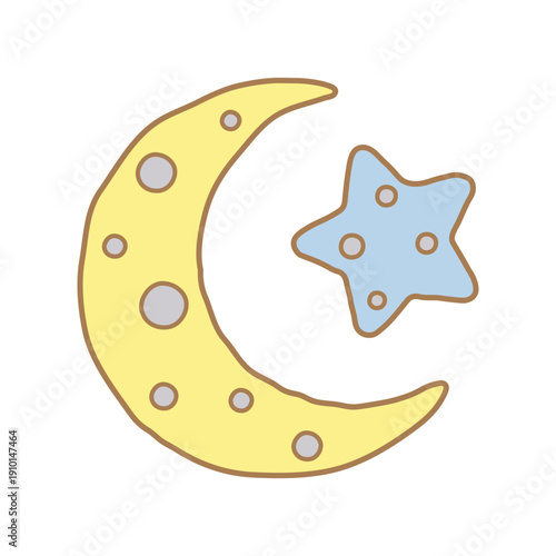 handdrawn moon and star illustration