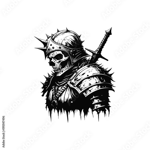 Black and white horror illustration of a human peering through a torn surface gripping vintage style vector art