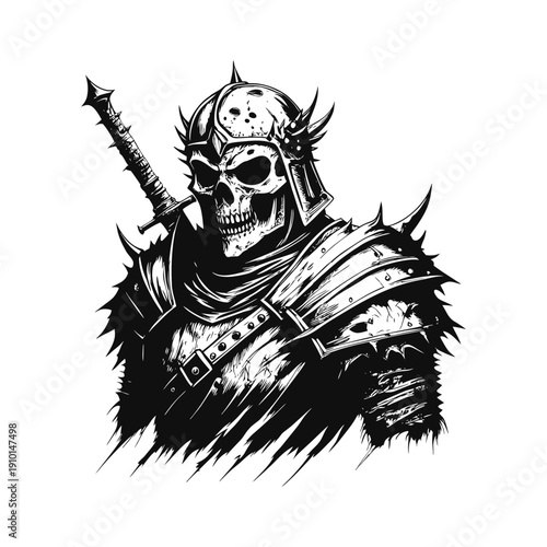 Black and white horror illustration of a human peering through a torn surface gripping vintage style vector art