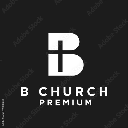 Modern B Letter and Christian Cross Church Logo Design