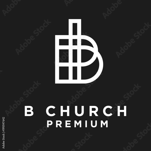 Minimalist B Church Premium Logo Design, Modern Abstract Letter B and Cross Symbol