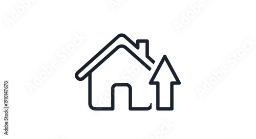 House icon with upward arrow indicating property value increase.