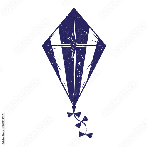 Grunge texture Kite flying toy with tails and diamond shape design for outdoor fun and recreation activities  One kite Vintage Style