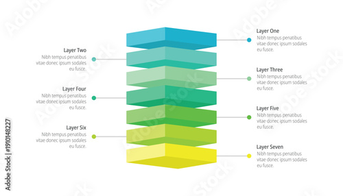 3D Seven Layered Block Infographic Template for Business Presentation
