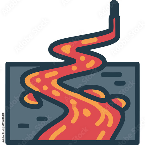 Angled view of a graphic where vibrant red liquid bursts from a tilted dark gray container, flow upward and right against a clean white backdrop