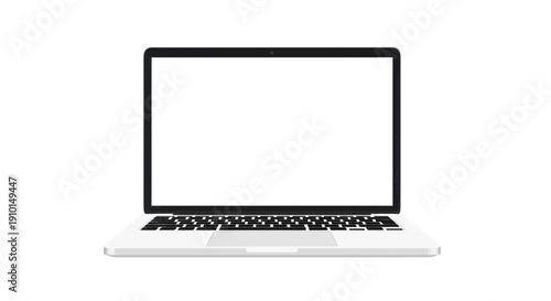 Modern Laptop Computer Blank Screen Isolated White Background