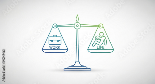 Work life balance concept with scales weighing job and personal life